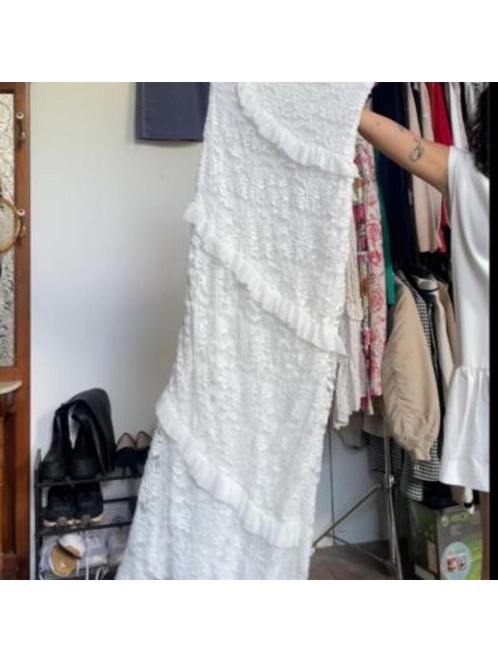 revolve brand more to come White lace maxi dress with ruffles size XL